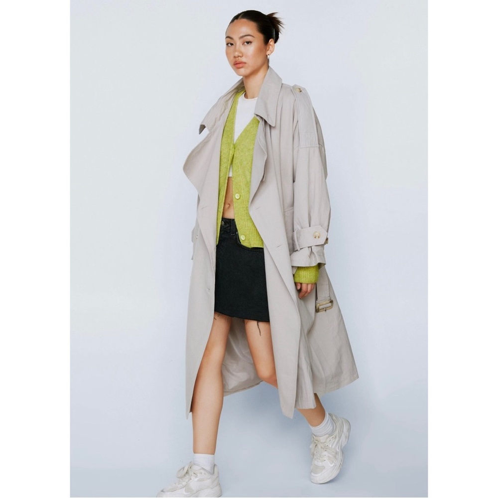 Nasty Gal Tan Oversized Longline Trench Coat